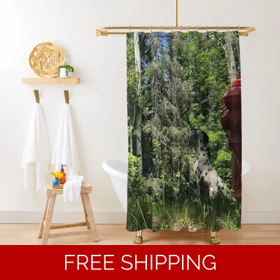 Le Studio Shower Curtain Rush Signals Statue 2020 Back